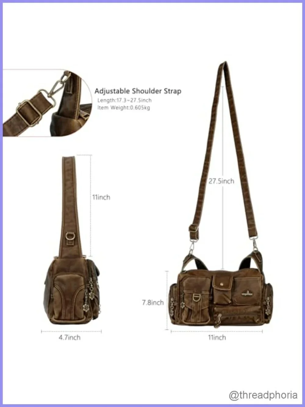 Vintage Hobo Shoulder Bag Women Small Crossbody Purse Adjustable Strap Faux